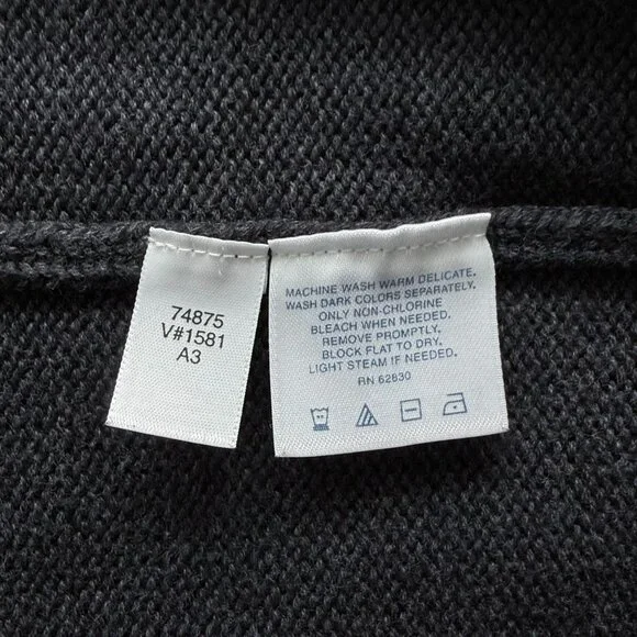 Vintage Lands End Mens Small Drifter Sweater Cotton Pullover 90s Charcoal Gray - Picture 10 of 14